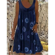 Plus Size 1XL-5XL Women's Sleeveless Dress Lace Panel Printing Sleeveless Large Hem Vest Dress Comfortable dresses in hot demand