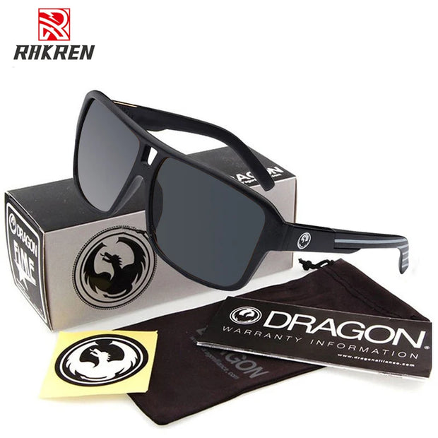 BRAND DESIGN Sunglasses Men Women Vintage Dragon Driving Square Sun Glasses Masculino Unisex Mirror Sports Goggles UV400 Male