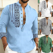 Men's Casual Loose Henley V Neck T Shirts, Button Down Shirt Blouse With Long Sleeves, Perfect For Summer Fashion