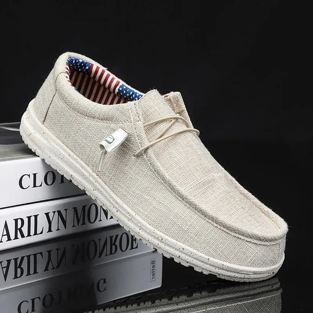 Men's Breathable Casual Canvas Slip Shoes Comfort Slip-on Loafer Soft Penny Loafers for Men Lightweight Driving Boat Shoes