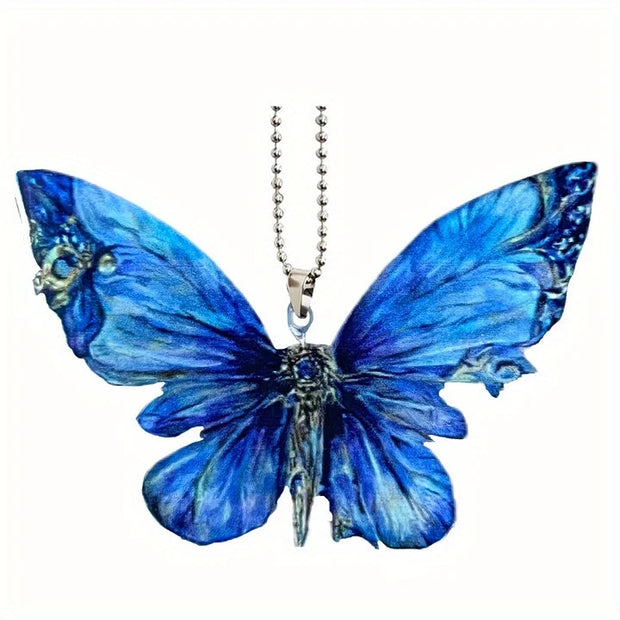 Beautiful 2D Butterfly Car Mirror Pendant - Perfect for Holiday Decorations and Key Chains!