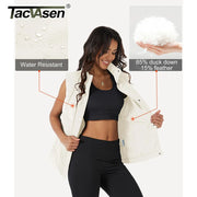 TACVASEN Winter Down Vest Womens Stand Collar Puffer Vest Water Resistant Lightweight Sleeveless Down Coat Padded Jacket Outwear