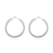 DOTEFFIL 925 Sterling Silver 50mm Round Smooth Big Circle Hoop Earrings For Woman Fashion Party Wedding Jewelry