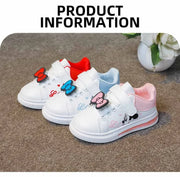 Disney Children's Cartoon Cute Mickey Mouse Casual PU Leather Casual Board Shoes Boys Girls Sports Running Shoes Kid's Sneakers