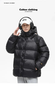 Men Hooded Zipper Parkas Puffer Jackets Padded Cotton Clothes Solid Color with Hoodie Warm Waterproof Jackets Man Winter Coats