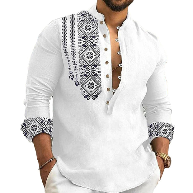 Men's Casual Loose Henley V Neck T Shirts, Button Down Shirt Blouse With Long Sleeves, Perfect For Summer Fashion