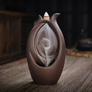 F Ceramic Waterfall Incense Burner Buddha Hand Censer Holder Indoor Smoke Backflow Incense Fountain Buddhist Altar Table Decor