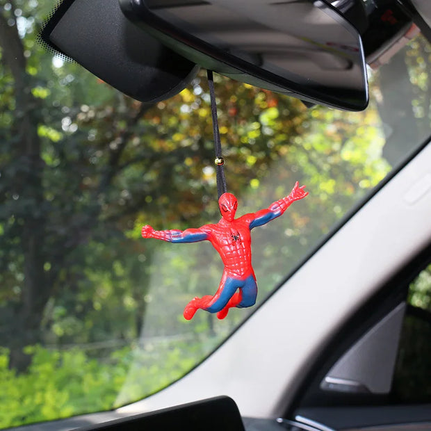 Disney Anime Spiderman Car Pendant Accessories Decor Movie Super Hero Figure Auto Rearview Mirror Hanging Interior Ornaments