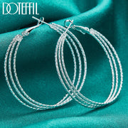 DOTEFFIL 925 Sterling Silver Round Three Circle 50mm Hoop Earrings For Woman Wedding Engagement Party Fashion Charm Jewelry