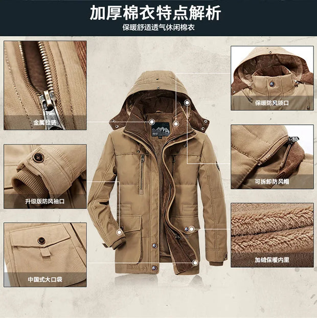 High Quality Long Winter Coats Men's Jacket Warm Hooded Thick Jacket Coat Male Casual Cargo Overcoat Thermal Winter Parka Men