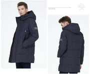 ICEbear 2023 winter  men's clothing thicken warm men's jacket hooded men's mid-length  coat fashionable cotton jacket MWD3061D