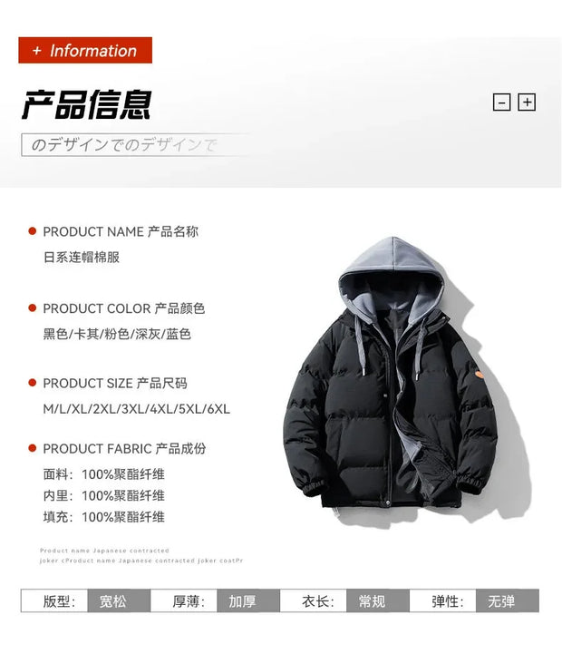 Men Hooded Thick Warm Colorful Bubble Coat Winter Jacket 2024 Mens Streetwear Hip Hop Parka Korean Black Clothes Puffer Jackets