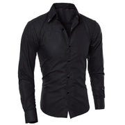 Men's Luxury Casual Social Formal Shirt Lapel Long Sleeve Slim Solid Color Male Business Dress Shirts Blouse Shirt Tops