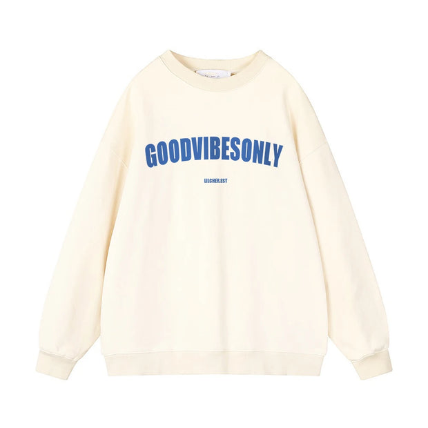 Hirsionsan Letter Print Loose O Neck Sweatshirt Women Korean Casual Pullovers Oversized Warm Loose  Female Sportwear 2023 New