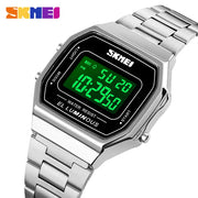 SKMEI Retro LED Digital Male Watches Casual Simple Mens Wristwatches Stainless Steel Band Waterproof Watch Men reloj hombre 1647