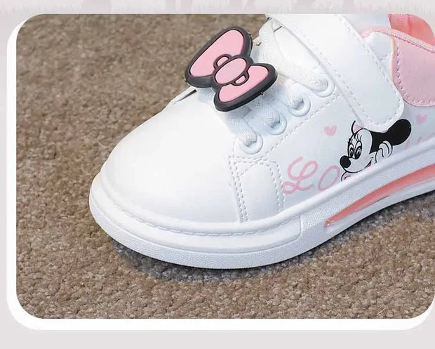 Disney Children's Cartoon Cute Mickey Mouse Casual PU Leather Casual Board Shoes Boys Girls Sports Running Shoes Kid's Sneakers