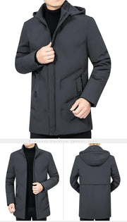 New Male Winter Jacket Men Thicken Warm Men Parkas Hooded Long Coat Fleece Mens Jackets Outwear Windproof Padded Down Parka