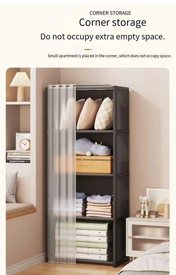 Dustproof Wardrobe Simple Assembly Storage Wardrobe Bedroom Opens Storages  Locker Large Capacity Clothes Organizer Cabinet