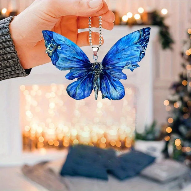 Beautiful 2D Butterfly Car Mirror Pendant - Perfect for Holiday Decorations and Key Chains!