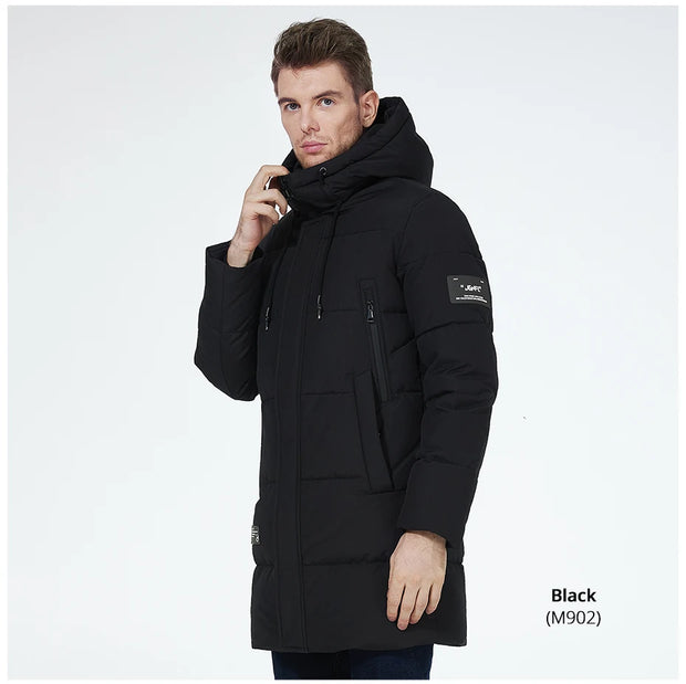 ICEbear 2023 winter  men's clothing thicken warm men's jacket hooded men's mid-length  coat fashionable cotton jacket MWD3061D