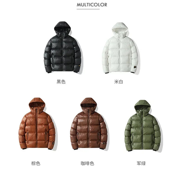 Men Hooded Zipper Parkas Puffer Jackets Padded Cotton Clothes Solid Color with Hoodie Warm Waterproof Jackets Man Winter Coats