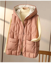 Female 90% White Duck Down Ultra Light Sleeveless Down Vest 2023 New Autumn/Winter Fashion Hooded Basics Women Warm Vest Coat