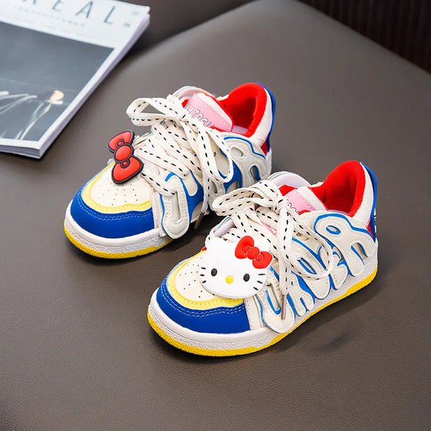 Girls Cute Cartoon Hello Kitty Casual Shoes Korean Style Trendy Brand Shoes Boys and Girls Kid's All-match Sports Shoes Sneakers