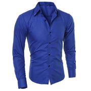 Men's Luxury Casual Social Formal Shirt Lapel Long Sleeve Slim Solid Color Male Business Dress Shirts Blouse Shirt Tops