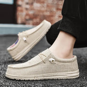 Men's Breathable Casual Canvas Slip Shoes Comfort Slip-on Loafer Soft Penny Loafers for Men Lightweight Driving Boat Shoes