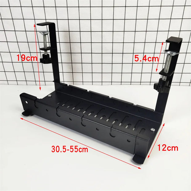 Expandable Under Desk Cable Storage Rack Management Tray Desk Socket Holder Wire Cord Power Strip Adapter Wire Organizer Shelf