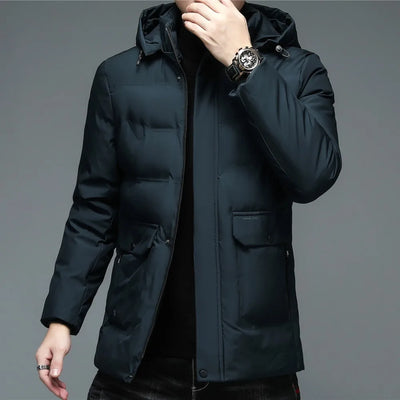 Men's Winter Windproof Warm Jackets Thick Warm Hooded Parkas Long Coat Men Clothing Casual Big Pocket Windproof Overcoats