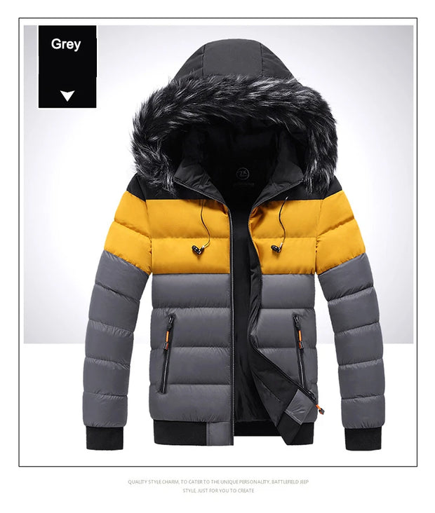 2023 Men's Winter Jacket Casual Warm Thick Waterproof Parkas Coat Men Outwear Windproof Fur Collar Hat Parka Brand Jacket Male