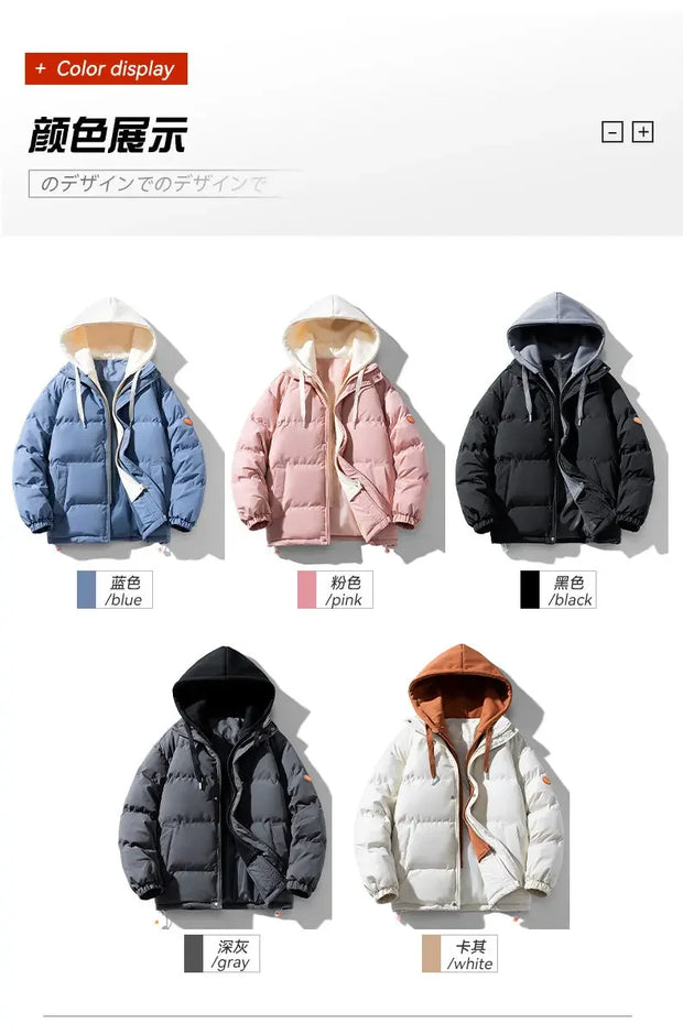 Men Hooded Thick Warm Colorful Bubble Coat Winter Jacket 2024 Mens Streetwear Hip Hop Parka Korean Black Clothes Puffer Jackets