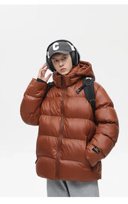 Men Hooded Zipper Parkas Puffer Jackets Padded Cotton Clothes Solid Color with Hoodie Warm Waterproof Jackets Man Winter Coats