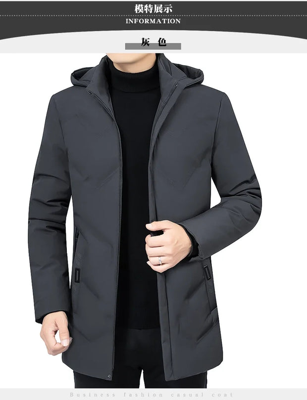 New Male Winter Jacket Men Thicken Warm Men Parkas Hooded Long Coat Fleece Mens Jackets Outwear Windproof Padded Down Parka