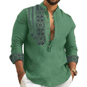 Men's Casual Loose Henley V Neck T Shirts, Button Down Shirt Blouse With Long Sleeves, Perfect For Summer Fashion