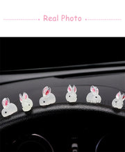 Cute Mini Bunny Car Light-emitting Ornament for Automobile Center Console Steering Wheel Rear Mirror Luminous Rabbit Decoration