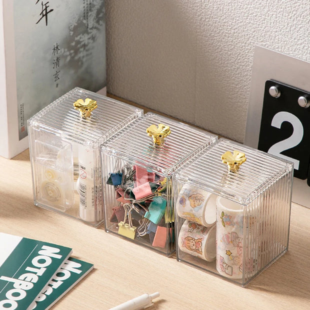 Makeup Storage Organizer Bathroom Jar Cotton Swab Storage Acrylic Square Container Cotton Puff Storage Box Cosmetic Cotton Box