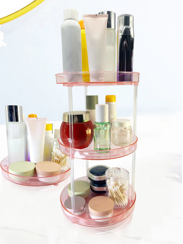 Transparent rotating multi-layer desktop cosmetics shelf storage box desktop dresser skin care products perfume tray