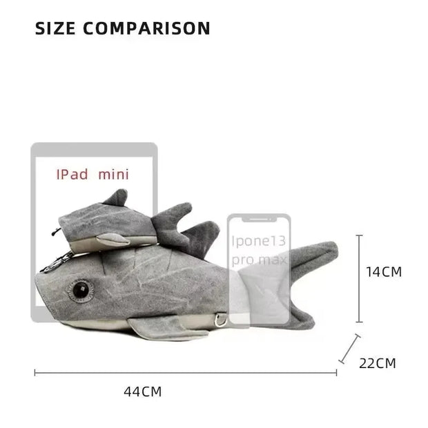 Whale Shark Shape Backpack Cartoon Personalized Animal Travel Bag Fashion Large Capacity Durable Knapsack Student Schoolbag