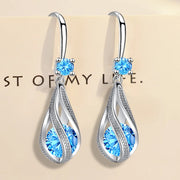 Hot shining 925 Sterling silver fine blue Crystal earrings for women luxury fashion jewelry party wedding accessories gifts