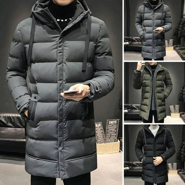 Cotton Coat with High Collar Men's Ultimate Warmth Winter Parka Down Coat with High Collar Hood for Wind for Maximum for Wind