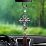 Car Pendant Metal And Crystal Diamond Cross Jesus Christian Auto Rearview Mirror Hanging Ornaments Auto Decoration Accessories