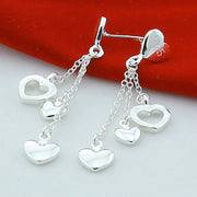 DOTEFFIL 925 Sterling Silver Solid Hollow Heart Drop Earrings For Woman Wedding Engagement Fashion Party Charm Jewelry