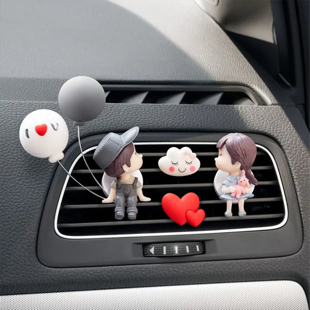 Lovely Couple Girl Boy Car Air Vent Freshener Essential Oil Perfume Clip Scented Aromas Diffuser Decor Auto Interior Accessories