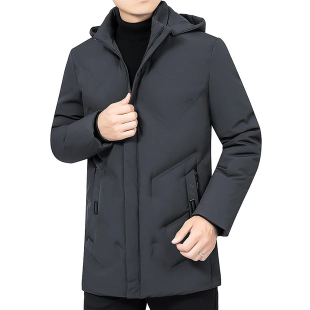 New Male Winter Jacket Men Thicken Warm Men Parkas Hooded Long Coat Fleece Mens Jackets Outwear Windproof Padded Down Parka