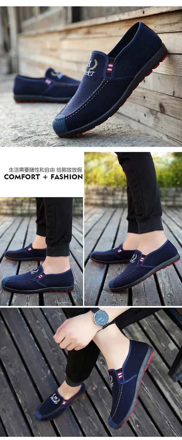 Summer men's casual and fashionable casual shoes, men's canvas shoes, breathable and comfortable men's shoes, lazy flat shoes