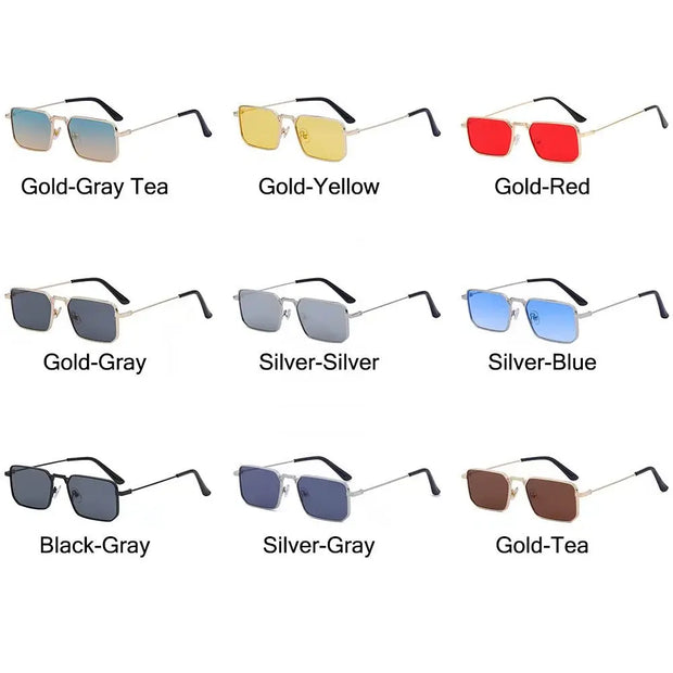 Small Rectangle Sunglasses Women Vintage Brand Metal Frame Square Sun Glasses for Men Shades Luxury Female Punk 2000S Eyewear