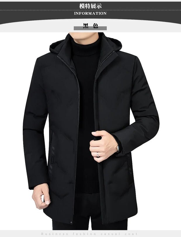 New Male Winter Jacket Men Thicken Warm Men Parkas Hooded Long Coat Fleece Mens Jackets Outwear Windproof Padded Down Parka