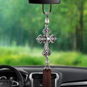 Car Pendant Metal And Crystal Diamond Cross Jesus Christian Auto Rearview Mirror Hanging Ornaments Auto Decoration Accessories